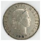 1897 Swiss "Confoederatio Helvetica" Coin