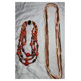 2 Warm Color Beaded Necklaces