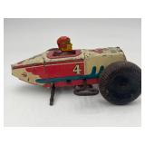 VTG Louis Marx & Co. #4 tin Litho Wind-up Race Car