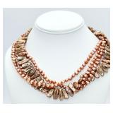 Beautiful 4-Strand Copper Pearl Necklace