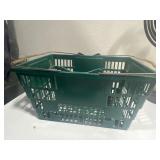 Dark Green Plastic Basket w/Metal Handles