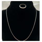 Silver tone Ring Band & Trifari Chain Necklace