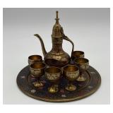 Vintage Moroccan-style brass tea set
