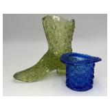 Green Daisy & Button Boot and Cobalt Blue Top Hat