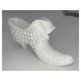 Fenton White Milk Glass Hobnail Slipper
