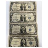 4 Series 1935 Blue Seal $1 Silver Certificates
