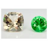 2 Gemstones, Labradorite & Green Sapphire