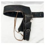 Vintage Embossed Leather Belt & Gun Holster