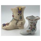 2 Vintage Ceramic & Porcelain Decorative Shoes
