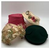 4 Multi Colored Floral Hats
