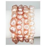 4 Pink Freshwater Pearl Bracelets