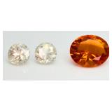 3 Gemstones, Garnet, CZ & other