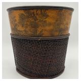 Vtg. Woven Rattan Trashcan