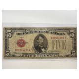 Series 1928E Red Seal $5 Bill
