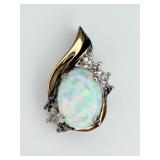 925 & 10K Y/G Opal & Diamond Pendant