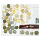 Bag of Foreign Coins & 1 Stamp
