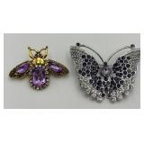 2 Rhinestone Bug Fashion Pins