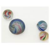 4 ANTQ Hand-made Swirl Marbles from Germany