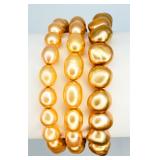 3 Orange Freshwater Pearl Bracelets