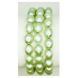 3 Green Freshwater Pearl Bracelets