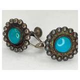 Sterling Silver Turquoise Screw Back Earrings