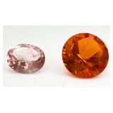 2 Gemstones. Garnet & Strawberry Quartz