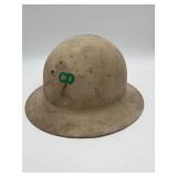 Vintage Tan Metal Civil Defense Helmet