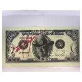 Larry Hagman Autographed Novelty 10,000 Bill
