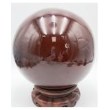 Sphere on Intricately Carved Wooden Display Stand