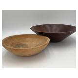VTG Walnut & Munising Hardwood Turned Wooden Bowls