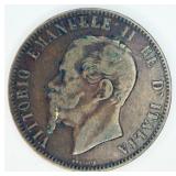 1866 Italy 10 Entesimi Coin