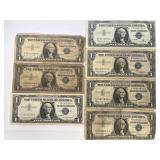 7 Series 1957 Blue Seal $1 Silver Certificates