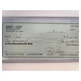 Bob Cousy Autographed Check