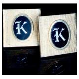 Goldtone Cufflinks Engraved w/ K