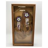 Vtg beaded Leather Moccasins Mounted in Shadow Box
