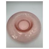 Vtg 11" Pink Ribbed Swirl Candy/Fruit Bowl