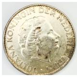 1958 Netherlands 1 Golden Silver Coin