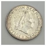 1955 Netherlands 1 Gulden 72% Silver Coin