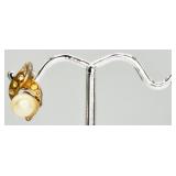 Single Gold-tone Earring w/ Freshwater Pearl
