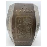 VTG Brass Garden Stool Table Hexagonal Drum-style