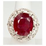 925 Ruby & RD BC Diamond Ring