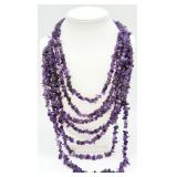 925 7-Strand Amethyst Chip Necklace
