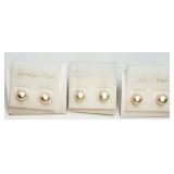 3 Pairs of Freshwater Pearl Studs