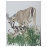 Giclï¿½e Fine Art Print Titled "Doe and Fawn" 54x40