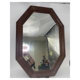 Vintage Octagonal Wood-style Framed Wall Mirror
