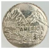 Vtg Swiss of America 1oz .999 Fine Silver Round