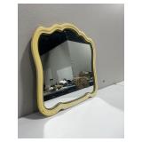 Vintage Cream Wood Framed Wall Mirror 31x30.5