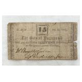 1862 Civil War Era 15-Cent Note, Portsmouth, VA