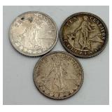 1973 & 2-1944 US Filipinas 10 Centavos Silver Coin
