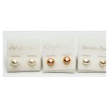 3 Pairs of Freshwater Pearl Studs